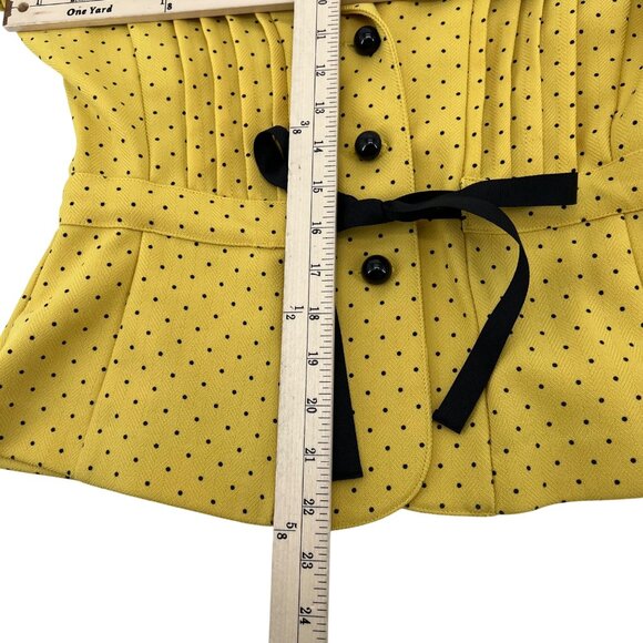 Ks Collection Yellow Polka Dot Peplum Jacket Size 8 Polyester Button-Front - Picture 4 of 6